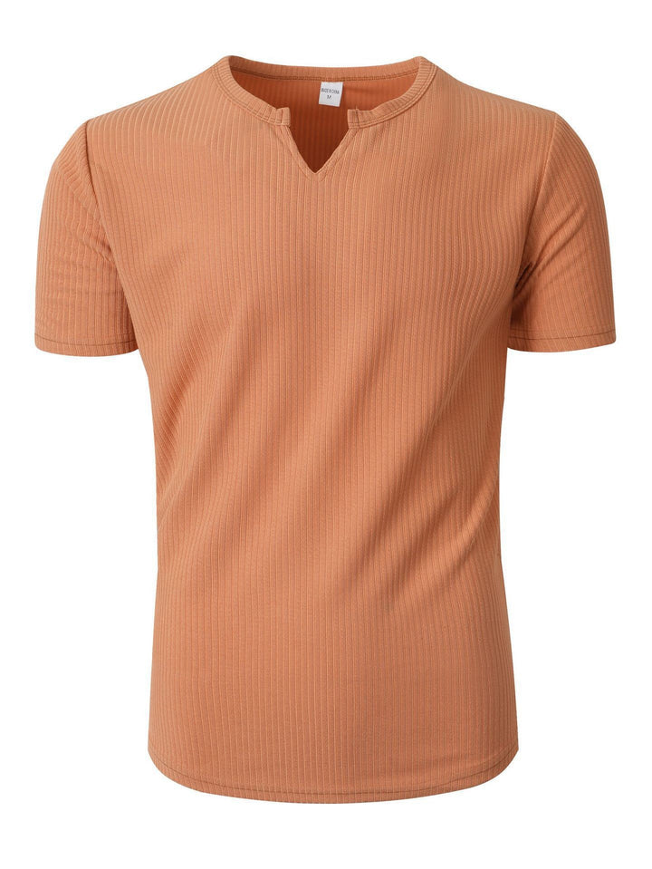 Herren Kurzarm-Henley-T-Shirt mit strukturiertem Design Echoarchiv