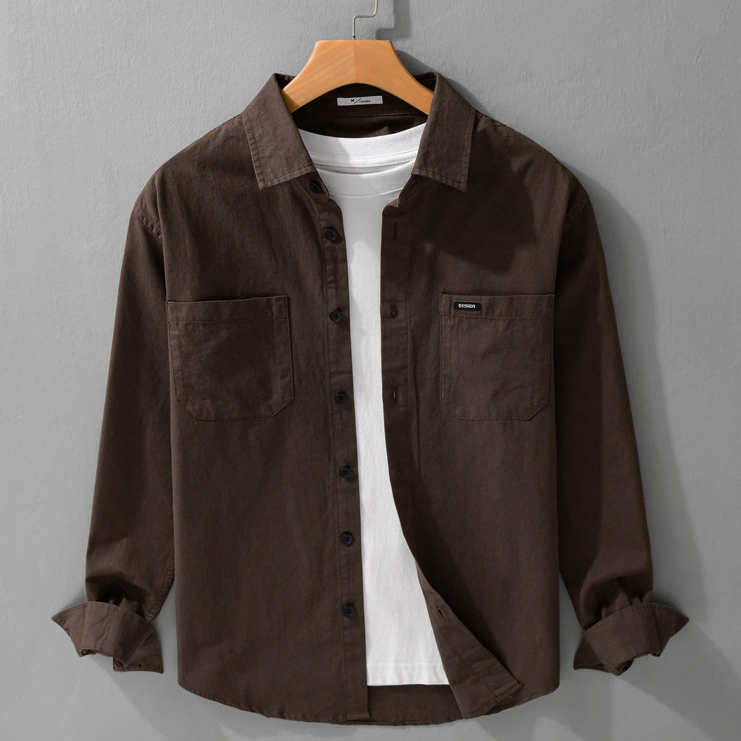 Herren Baumwoll-Overshirt im Hemdjackenstil mit aufgesetzten Brusttaschen und relaxed Fit Echoarchiv