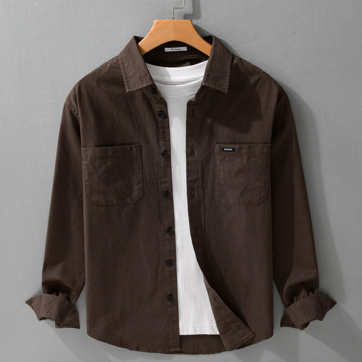 Herren Baumwoll-Overshirt im Hemdjackenstil mit aufgesetzten Brusttaschen und relaxed Fit Echoarchiv
