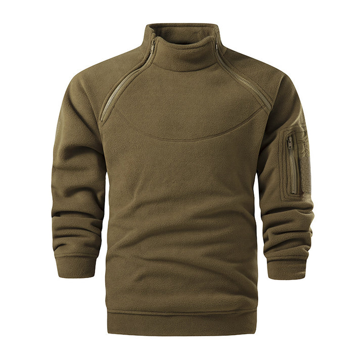 Herren Taktischer Microfleece-Troyer mit hohem Stehkragen, Ärmel‑Zipfach und Raglanärmeln Echo Archiv