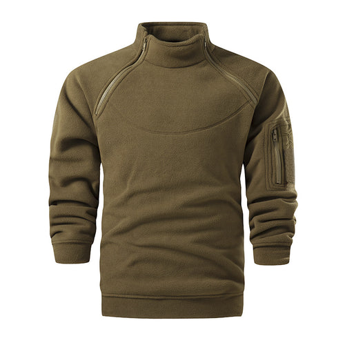 Herren Taktischer Microfleece-Troyer mit hohem Stehkragen, Ärmel‑Zipfach und Raglanärmeln Echo Archiv