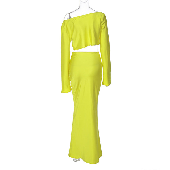 Damen Asymmetrisches Crop-Top mit langem Arm und fließendem Rock Echo Archiv