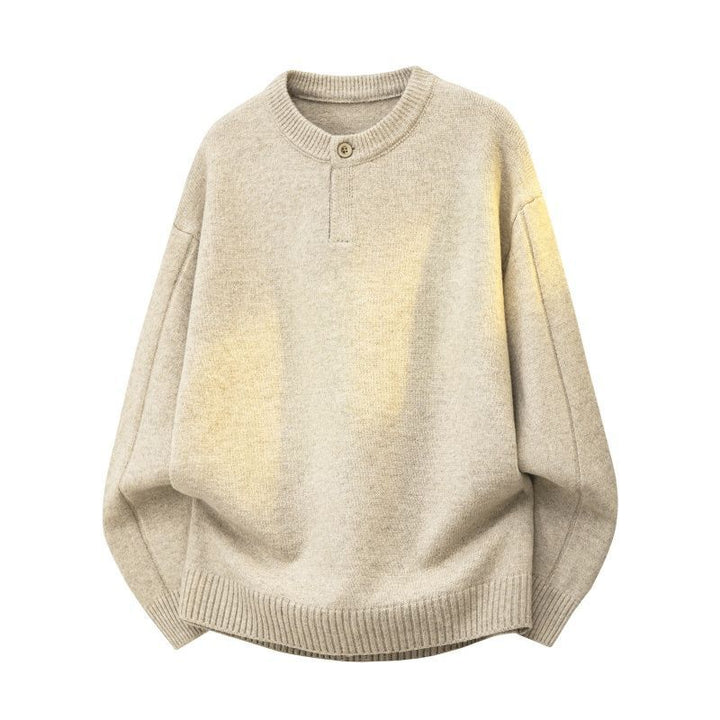 Damen Oversize Feinstrickpullover mit Halbknopfleiste, überschnittener Schulter & geripptem Saum Echoarchiv