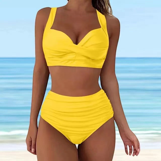 Damen Hochtailliertes Bikini-Set mit eleganter Faltenoptik Echo Archiv