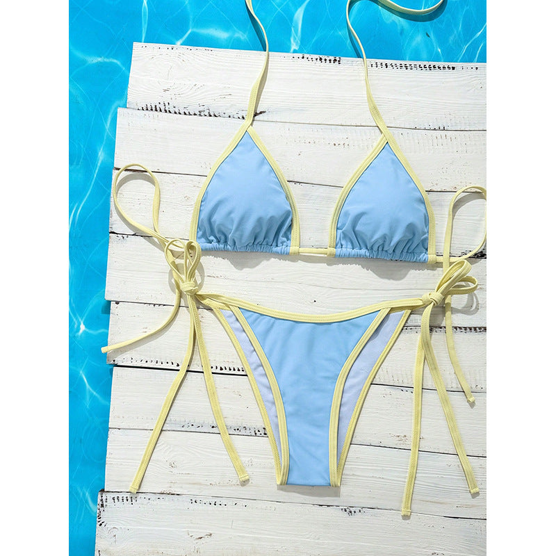 Damen Triangel-Bikini mit verstellbaren Bindungen und hohem Schnitt Echo Archiv