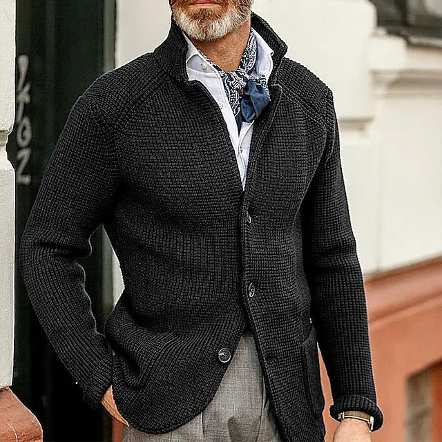 Herren Strickjacke mit Stehkragen und Strukturstrick Echo Archiv
