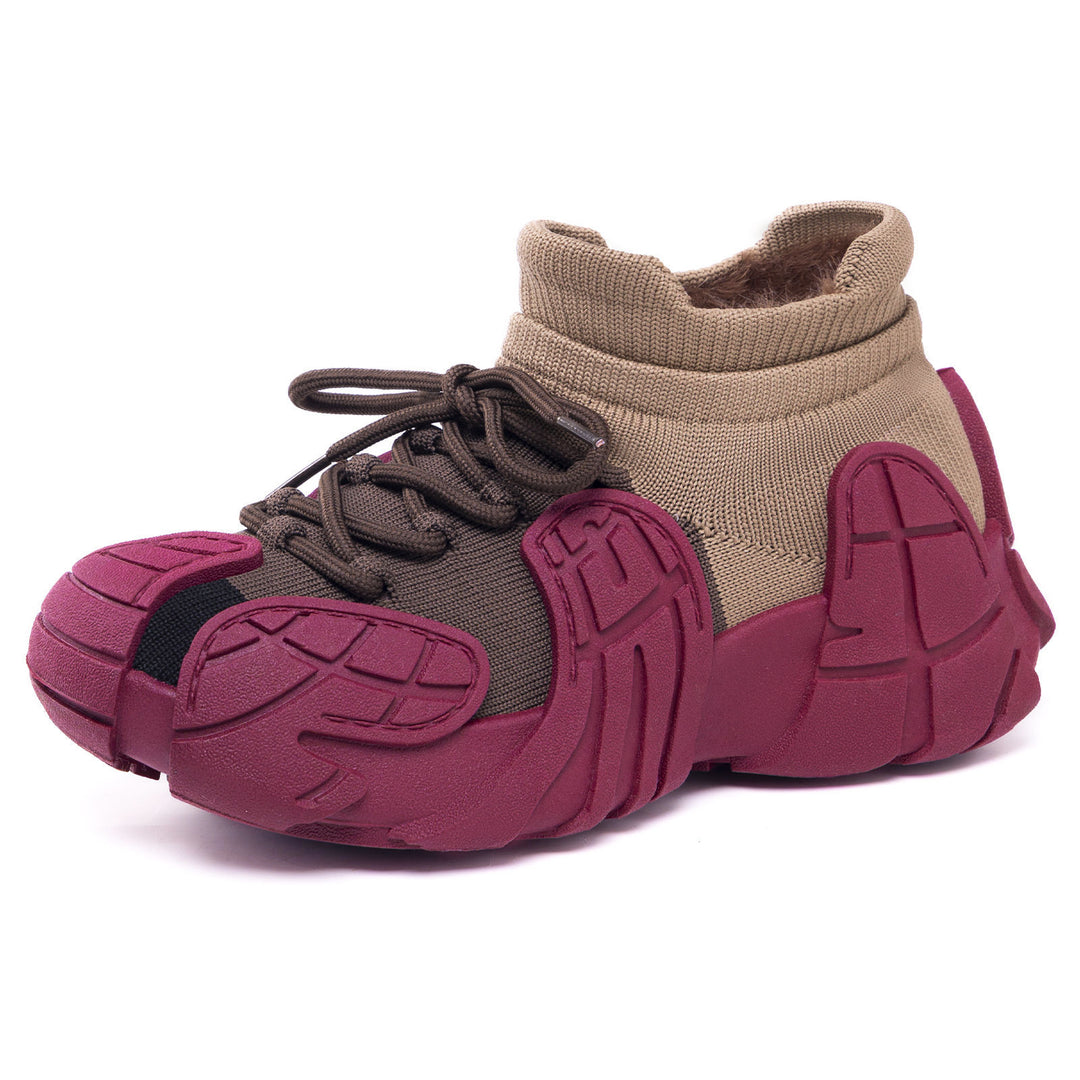 Damen nan gestrickter gefütterter Plateau-Sneaker mit sockenähnlichem Schaft, robuster Gummioptik-Sohle und gepolstertem Komfortfußbett Echo Archiv