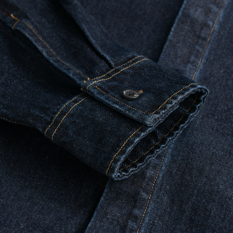 Herren Denim-Overshirt im Worker-Stil mit verdeckter Knopfleiste Echoarchiv