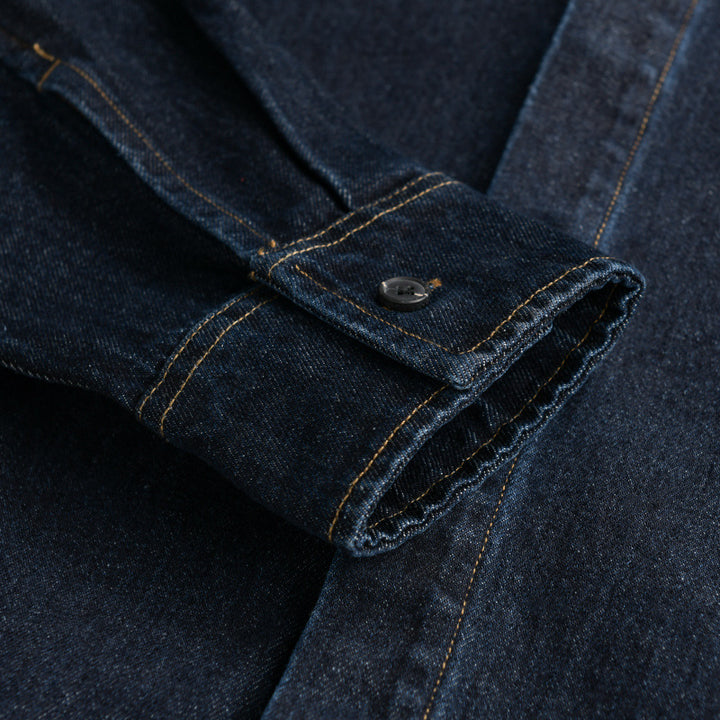 Herren Denim-Overshirt im Worker-Stil mit verdeckter Knopfleiste Echoarchiv