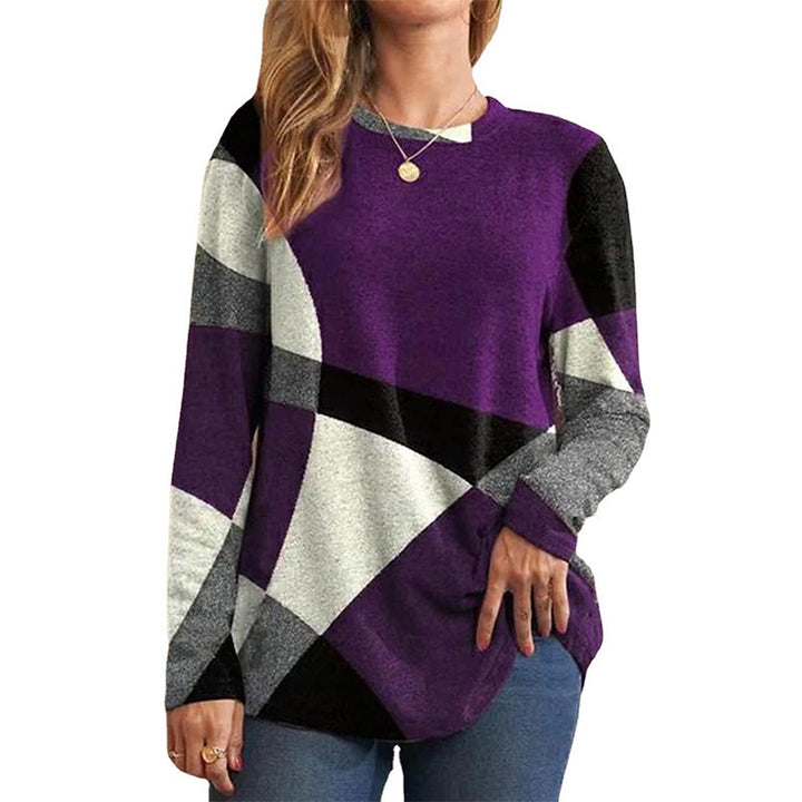 Damen nan Langarmshirt mit grafischem Print, Rundhalsausschnitt und geschwungenem Saum Echo Archiv