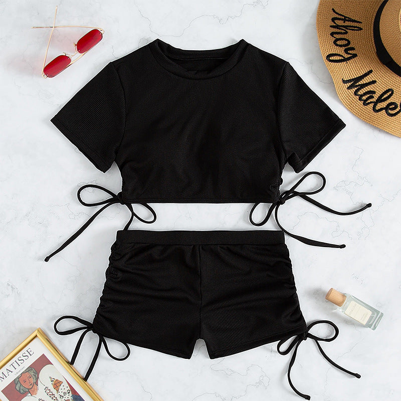 Damen Sportliches Crop-Top und Shorts-Set Echo Archiv