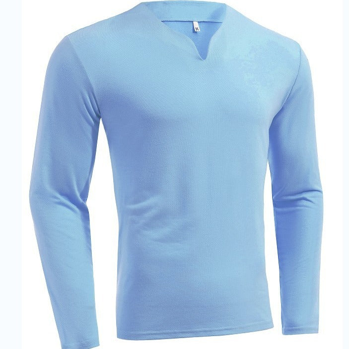 Herren nan Langarmshirt mit V-Ausschnitt Slim Fit Baumwollmix und elastischem Komfortbund Echo Archiv