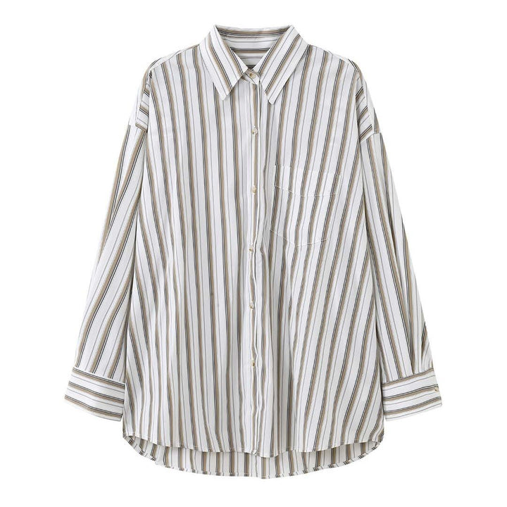 Damen Oversized Langarm-Hemdbluse aus Baumwollmix mit Kentkragen Echoarchiv