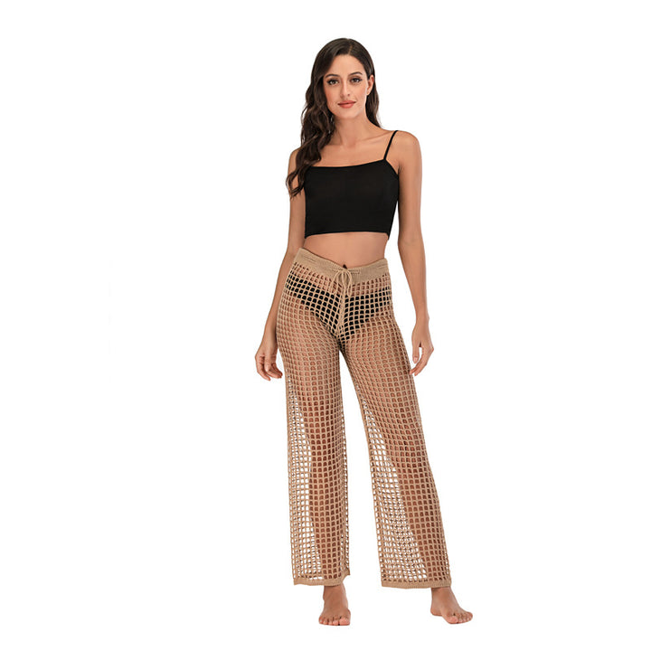Damen Häkel Strandhose mit hoher Taille und weitem Schnitt Echo Archiv