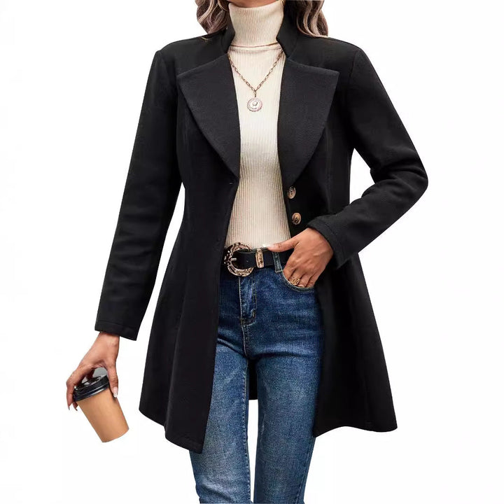 Damen eleganter Langblazer mit modernem Kragen und tailliertem Schnitt Echoarchiv