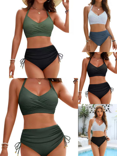 Damen Hochtailliertes Bikini-Set mit Wickeloberteil Echo Archiv