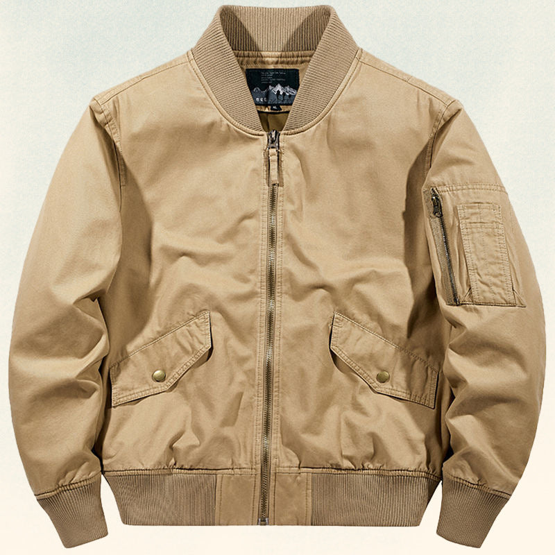 Herren Robust verarbeitete Canvas‑Bomberjacke mit Rippbündchen, Pattentaschen und Ärmelfach Echo Archiv