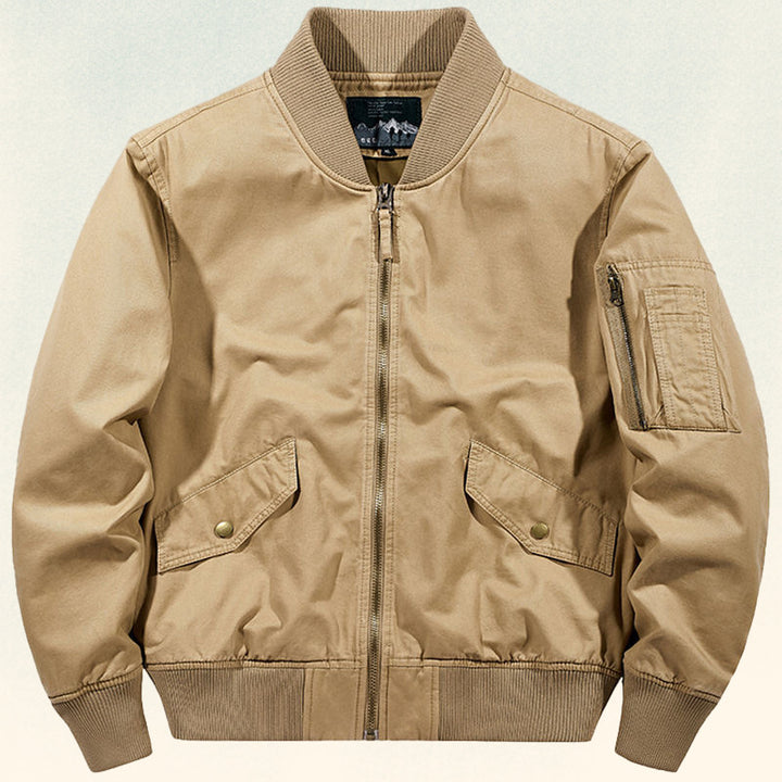 Herren Robust verarbeitete Canvas‑Bomberjacke mit Rippbündchen, Pattentaschen und Ärmelfach Echo Archiv