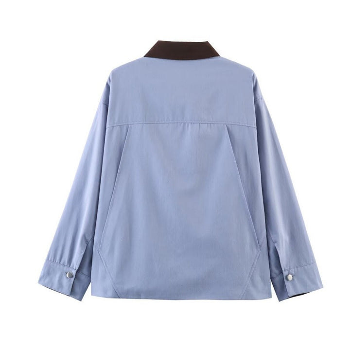 Damen Overshirt-Jacke mit Kontrastkragen und vier aufgesetzten Taschen Echo Archiv