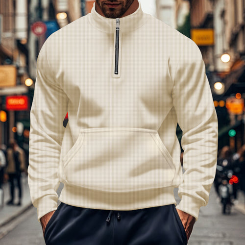 Herren stylischer Fleece-Pullover mit Reißverschluss und praktischen Taschen Echoarchiv