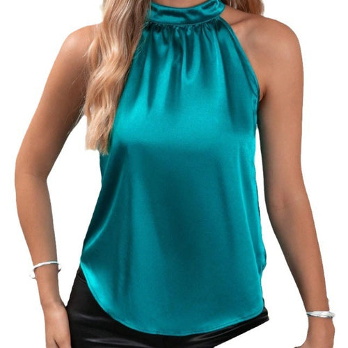 Damen Elegantes Satin Top mit hochgeschlossenem Kragen Echo Archiv