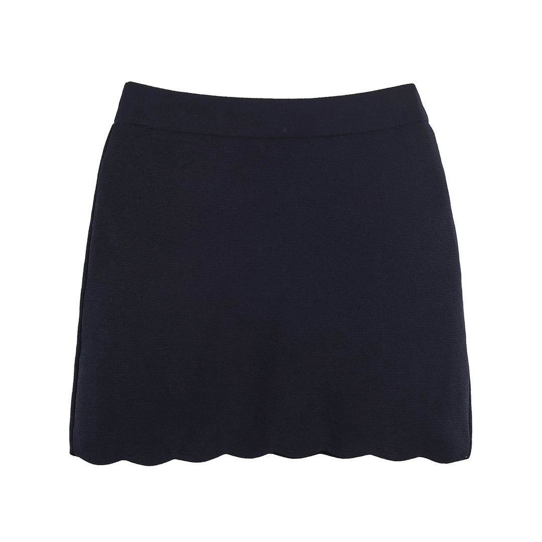 Damen Stretch-Strickrock mit hohem Bund und gewelltem Saum Echoarchiv
