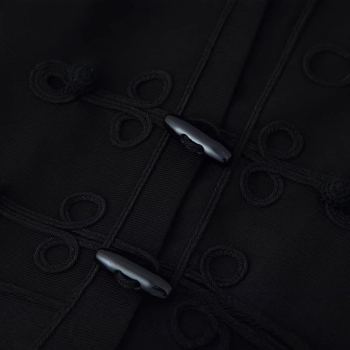 Damen Kurze militärisch inspirierte Jacke mit Knoten- und Kordelverschlüssen Echoarchiv