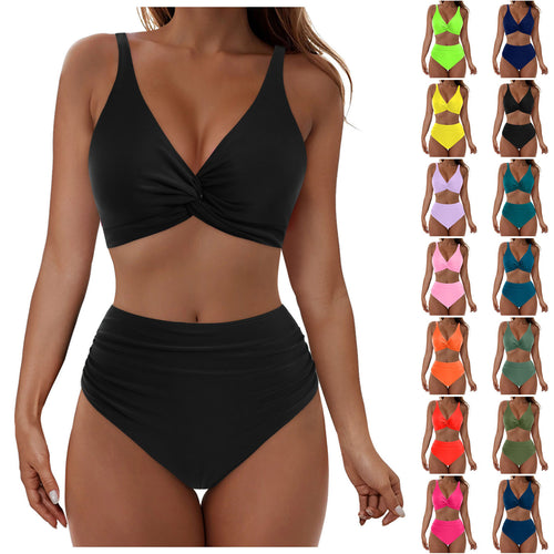 Damen Hochtailliertes Bikini-Set mit elegantem Wickeloberteil Echo Archiv