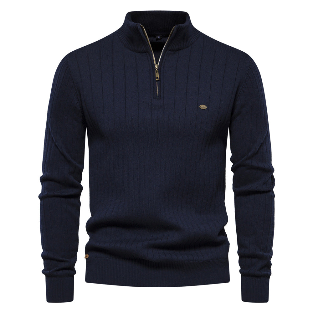 Herren Pullover mit eleganter Rippstruktur und halbem Reißverschluss Echoarchiv