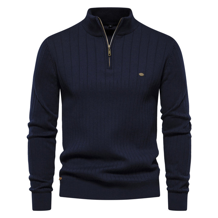 Herren Pullover mit eleganter Rippstruktur und halbem Reißverschluss Echoarchiv