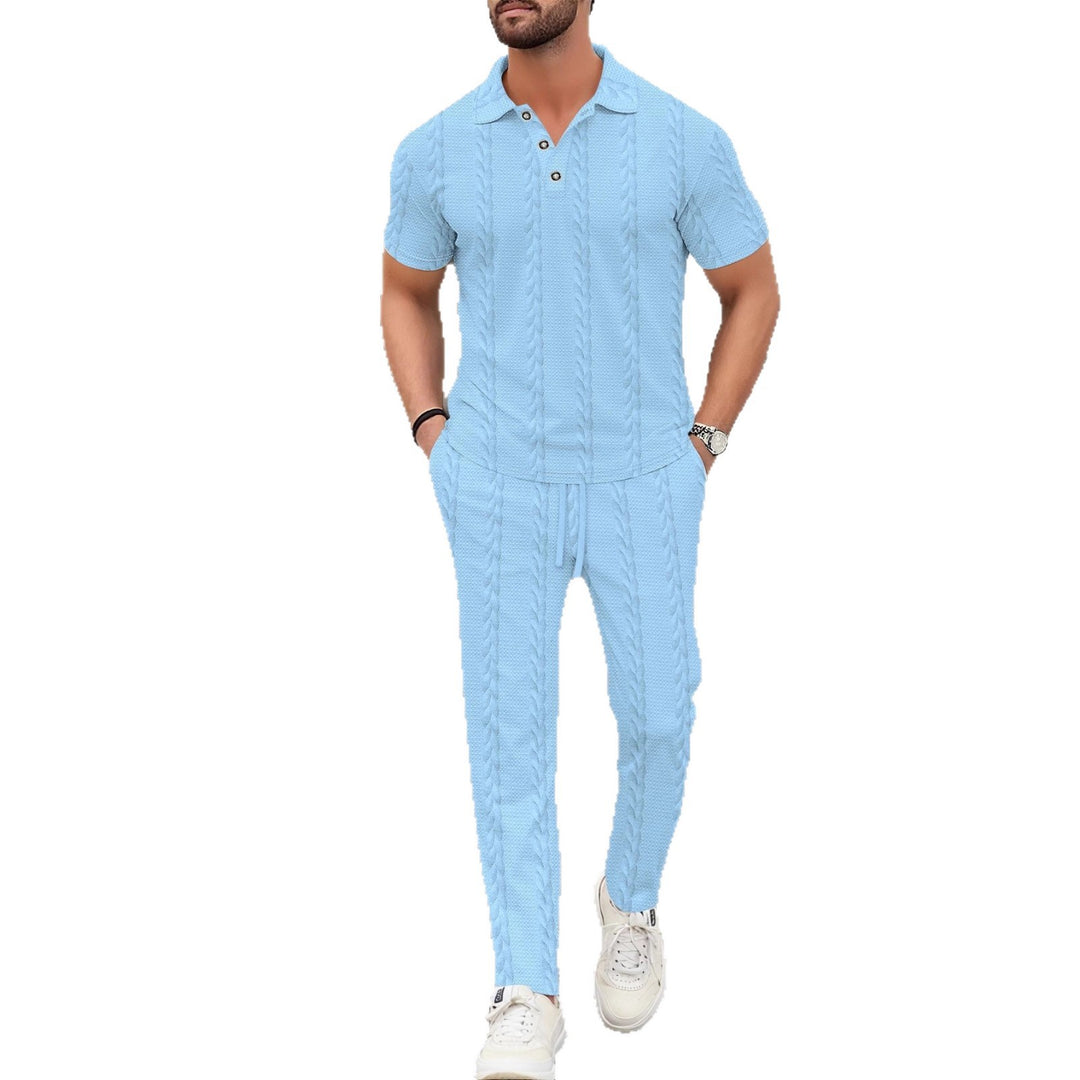 Herren modisches Polo- und Jogger-Set mit strukturiertem Design Echoarchiv