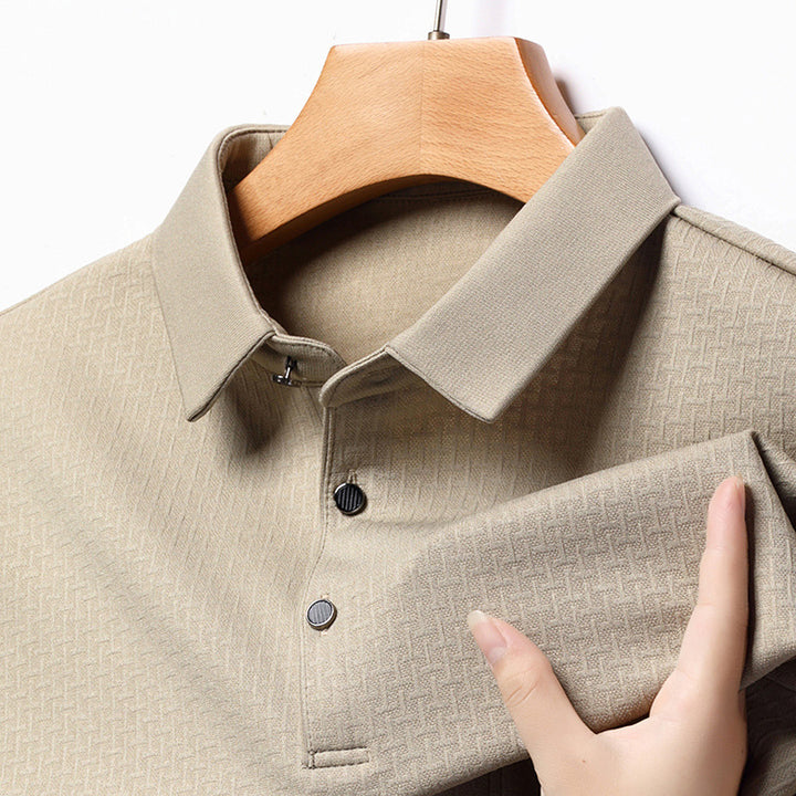 Herren langärmliges Poloshirt mit strukturiertem Design und modernem Schnitt Echoarchiv
