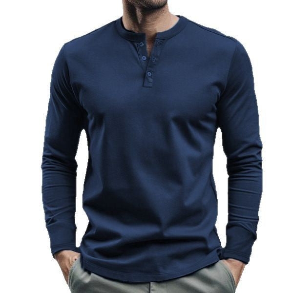 Herren Langarm-Henley-Shirt mit praktischer Knopfleiste und figurbetonter Passform Echoarchiv