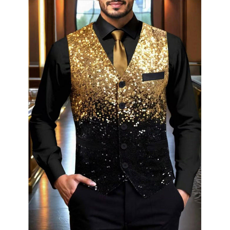 Herren Pailletten Smoking-Weste mit luxuriösem Glitzer-Finish Echoarchiv