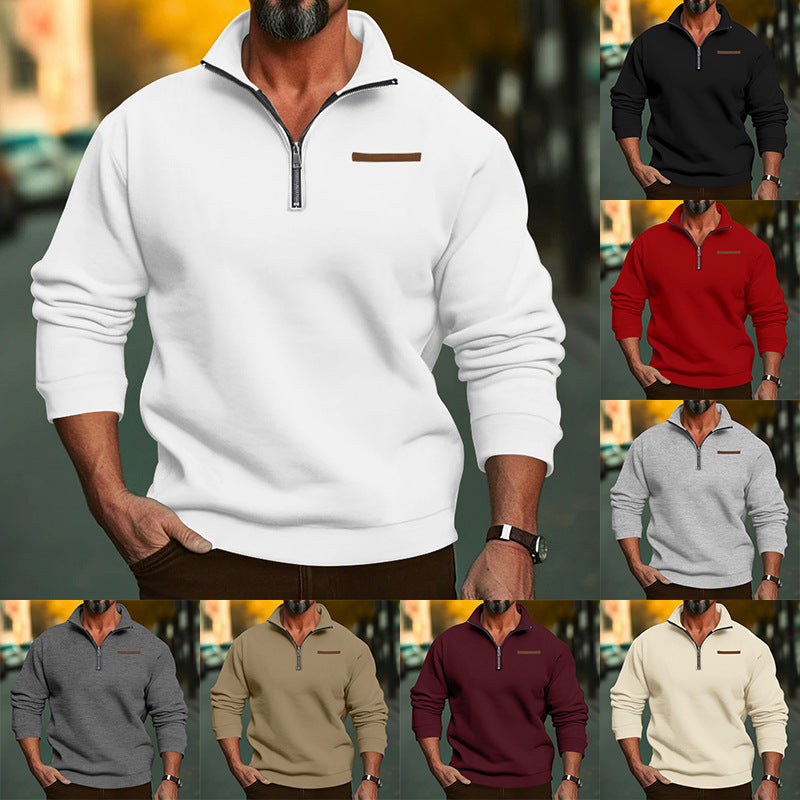 Herren lässiger Pullover mit halbem Reißverschluss und strukturiertem Design Echoarchiv
