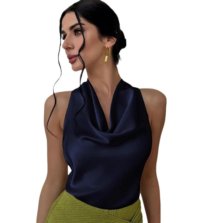 Damen Elegantes Satinoberteil mit schickem Wasserfall-Ausschnitt Echo Archiv
