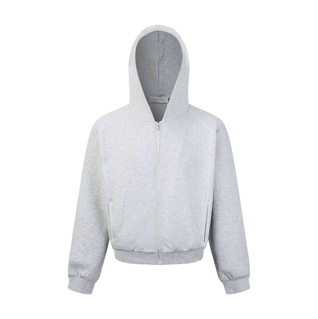 Unisex Kapuzen-Sweatjacke mit durchgehendem Reißverschluss und geripptem Bund Echoarchiv