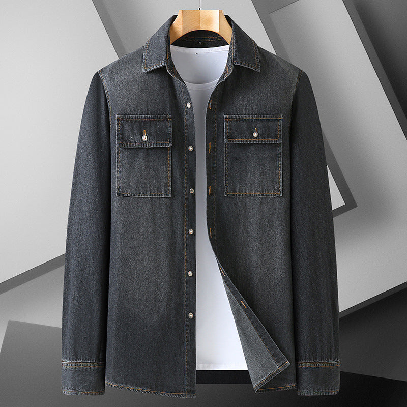 Herren Jeanshemd aus Denim mit Brustpattentaschen und Kentkragen Echo Archiv
