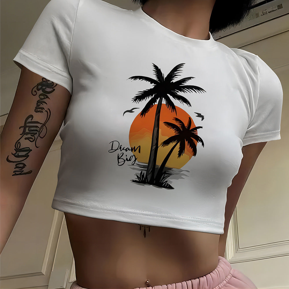 Damen Crop-Shirt mit verspieltem Geistermotiv Echo Archiv