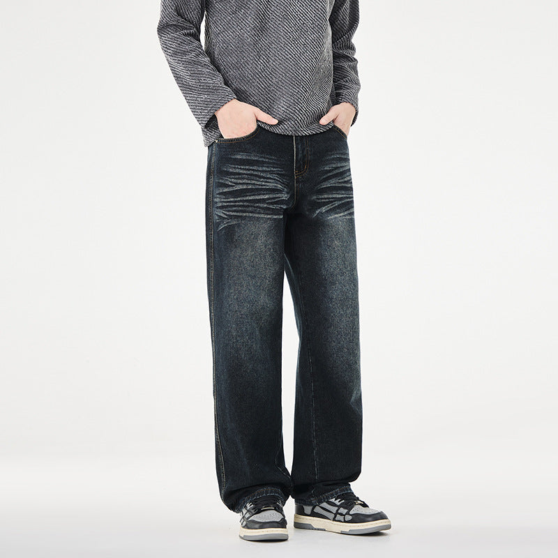 Herren Weite Vintage-Denim-Jeans mit Falteneffekt und tiefer Leibhöhe Echo Archiv