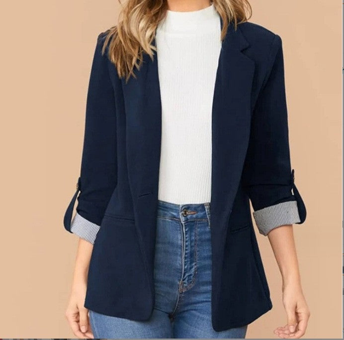 Damen nan taillierter Casual-Blazer mit umschlagärmeln und dekorativem Knopfdetail Echo Archiv