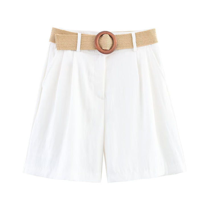 Damen elegante Shorts mit breitem, geflochtenem Gürtel Echo Archiv