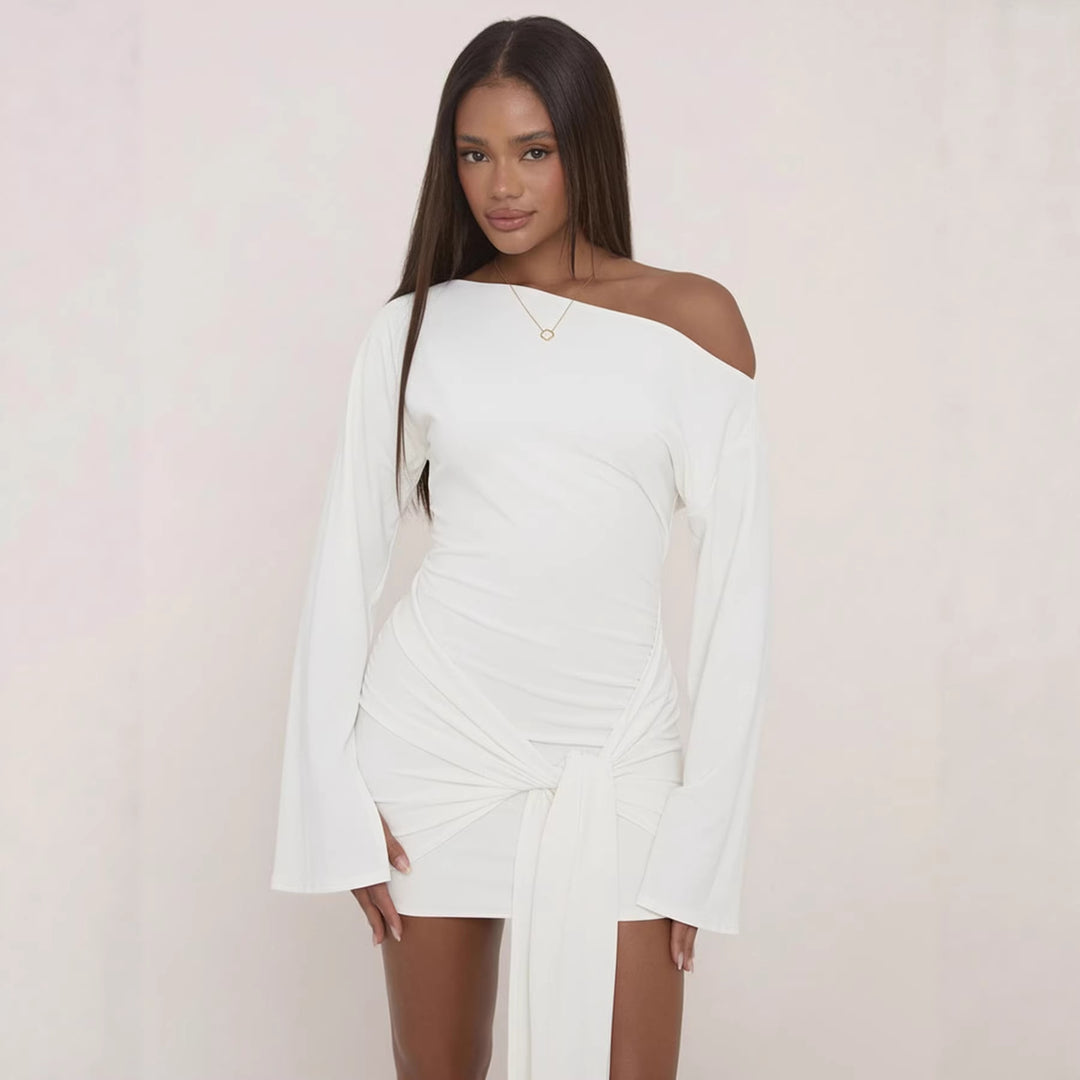 Damen Asymmetrisches One-Shoulder Miniwickelkleid mit Knotenfront und Drapé‑Schleife Echo Archiv