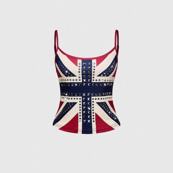 Damen Tanktop mit stilvollem Union Jack Design und Nieten Echo Archiv