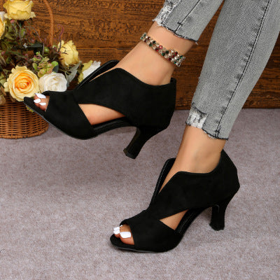 Damen elegante Blockabsatzsandalen mit gekreuzten Riemen Echoarchiv