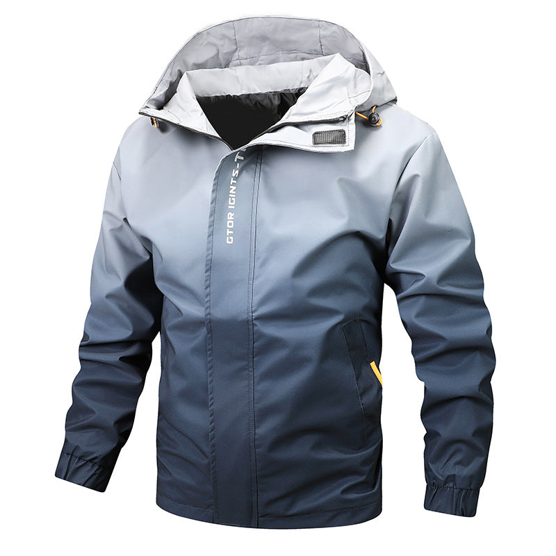 Herren Wasserabweisende Kapuzenjacke mit Farbverlauf, winddicht und atmungsaktiv Echo Archiv