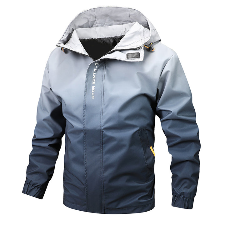 Herren Wasserabweisende Kapuzenjacke mit Farbverlauf, winddicht und atmungsaktiv Echo Archiv