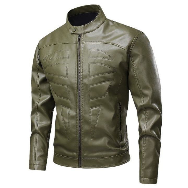 Herren stylische Bikerjacke im Lederlook mit Stehkragen Echoarchiv