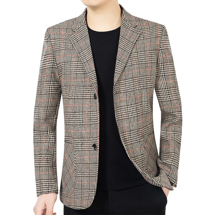 Herren Glencheck-Sakko Slim Fit aus Wollmischung mit dezentem Overcheck – Tianoro