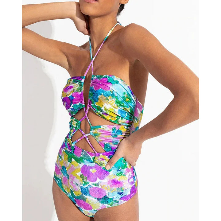 Damen Bikiniset mit voluminösen Rüschendetails und fließendem Maxi-Rock Echo Archiv